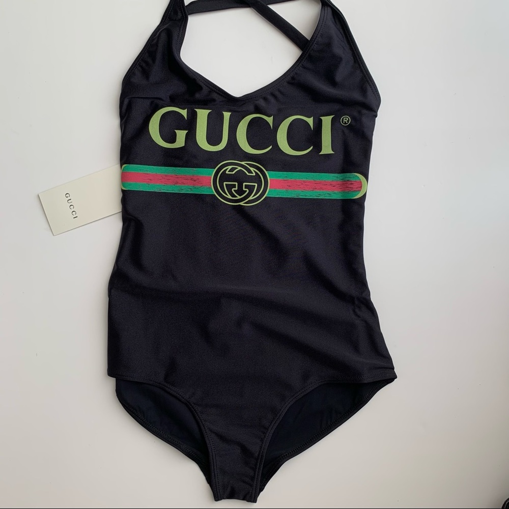 Gucci Black Vintage Logo One-piece Swimsuit - Picture 6 of 16